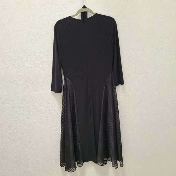 LAUREN RALPH LAUREN Satin-Trim Midi Fit & Flare Dress in Black - Picture 6 of 8